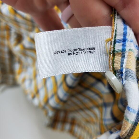 Old Navy Shirt Mens XXL Slim Fit Button Down Collar Poppy Roll Yellow Plaid Top - Picture 14 of 14